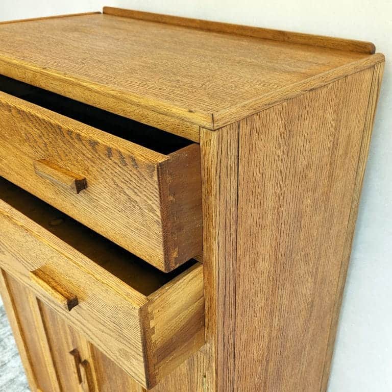 Mid Century Vintage Oak Tallboy Storage Cupboard