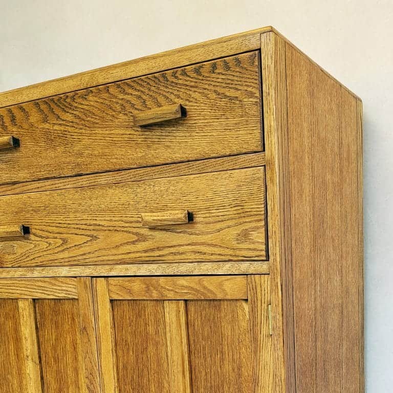 Mid Century Vintage Oak Tallboy Storage Cupboard