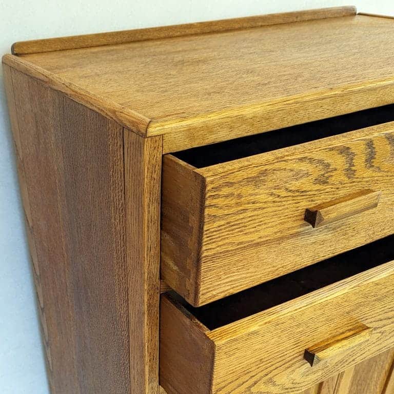 Mid Century Vintage Oak Tallboy Storage Cupboard