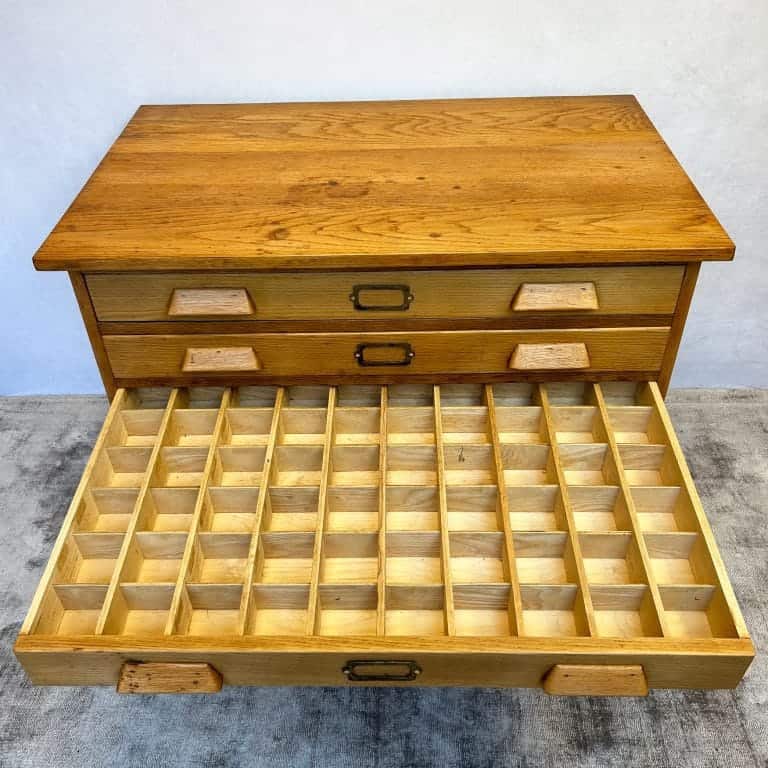 Mid Century Oak Plan Chest / Architects Drawers