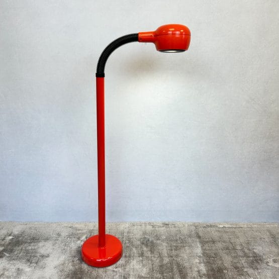 Mid Century Red Space Age Cobra Floor Lamp by Fagerhult