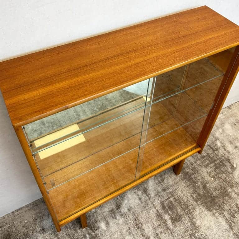 Mid Century Mirror Backed Teak Display Cabinet by Turnidge Of London