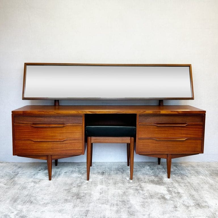 Mid Century Teak Dressing Table & Stool by White & Newton