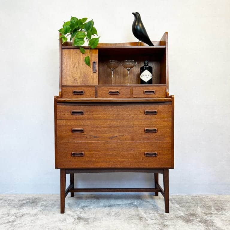 Mid century Teak Writing Bureau Desk by Times Furnishings