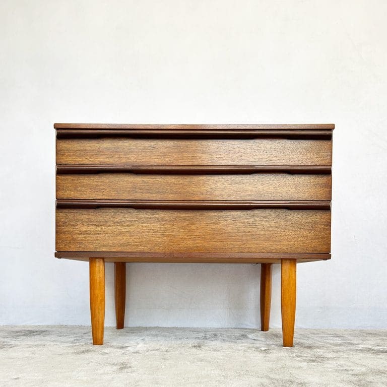Mid Century 1960s Avalon 3 Drawer Dark Teak Chest of Drawers