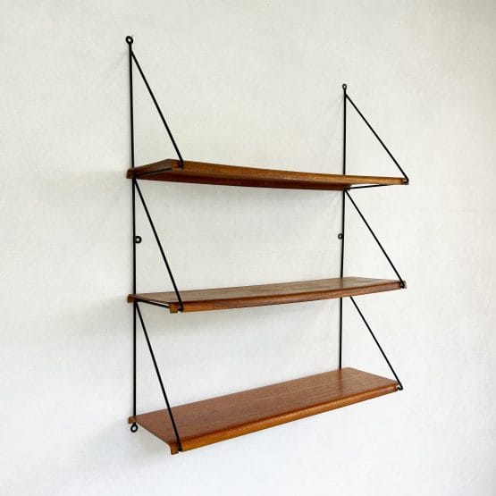 Mid Century Rare Danish Wall Hung Book Shelves