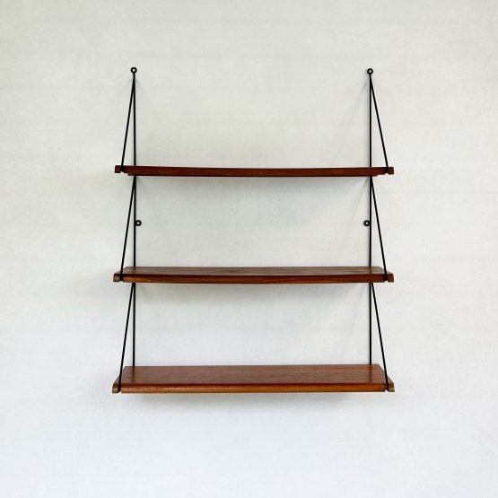 Mid Century Rare Danish Wall Hung Book Shelves