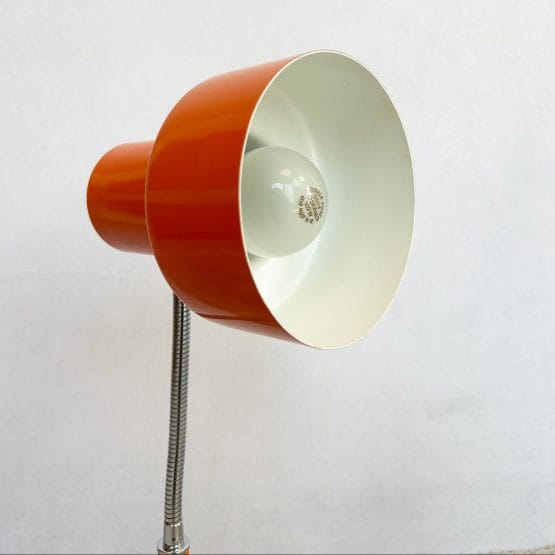 Vintage 1970s Pifco "MODEL 986" Orange Gooseneck Desk Lamp