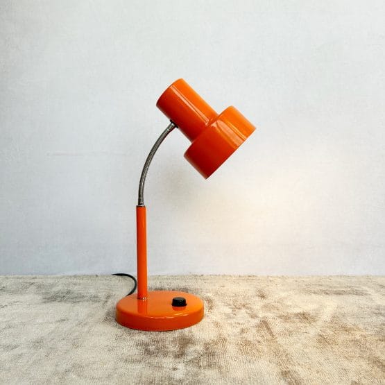 Vintage 1970s Pifco "MODEL 986" Orange Gooseneck Desk Lamp