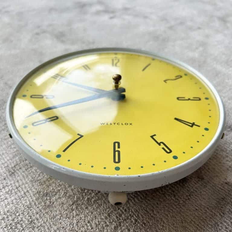 Vintage Yellow Westclox Wall Clock With Pull Cord Wind Up