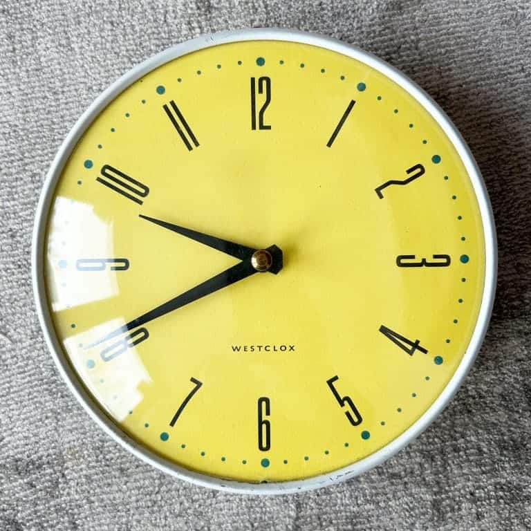 Vintage Yellow Westclox Wall Clock With Pull Cord Wind Up