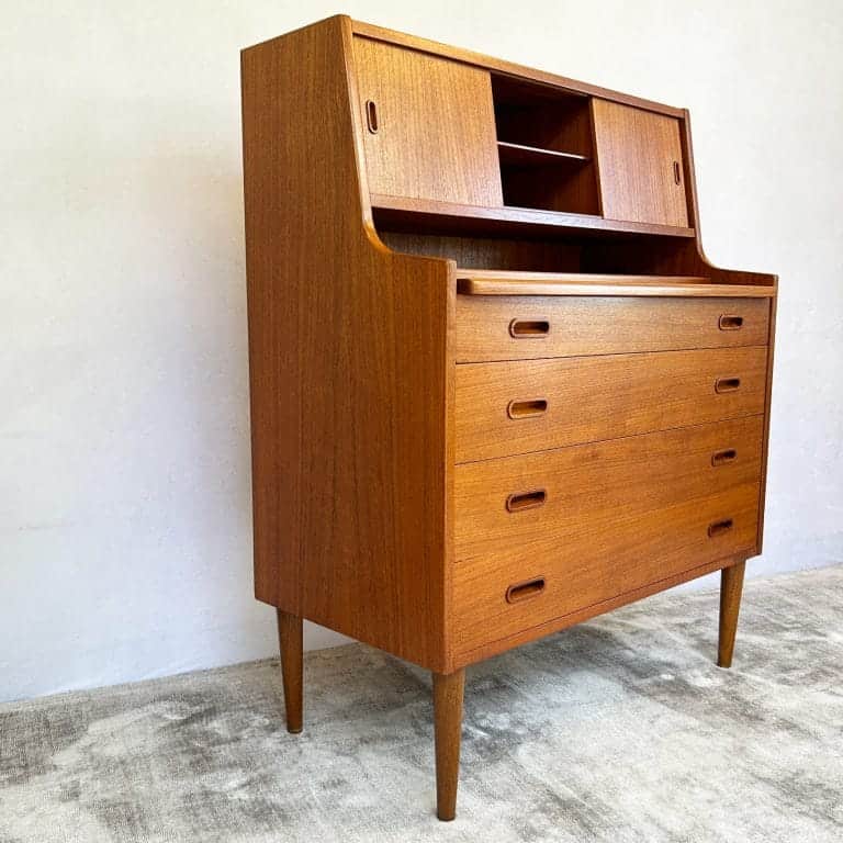 Mid Century Danish Teak Vintage Vanity Bureau by Illums Bolighus