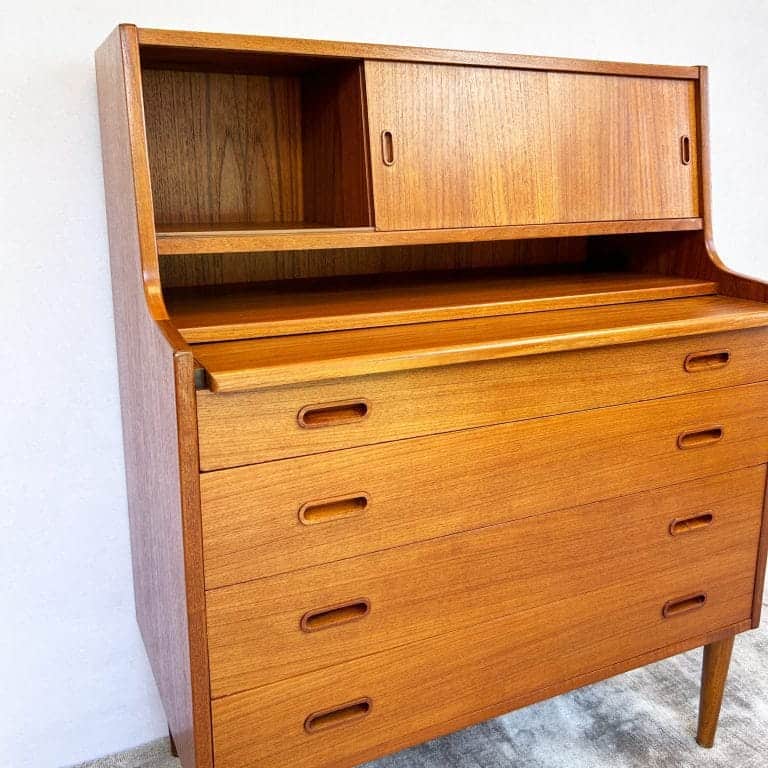 Mid Century Danish Teak Vintage Vanity Bureau by Illums Bolighus