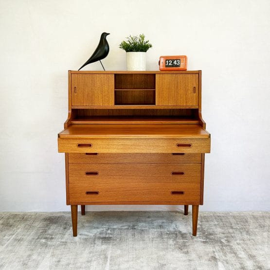 Mid Century Danish Teak Vintage Vanity Bureau by Illums Bolighus