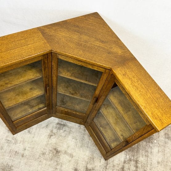 Vintage Oak Glazed Corner Display Unit