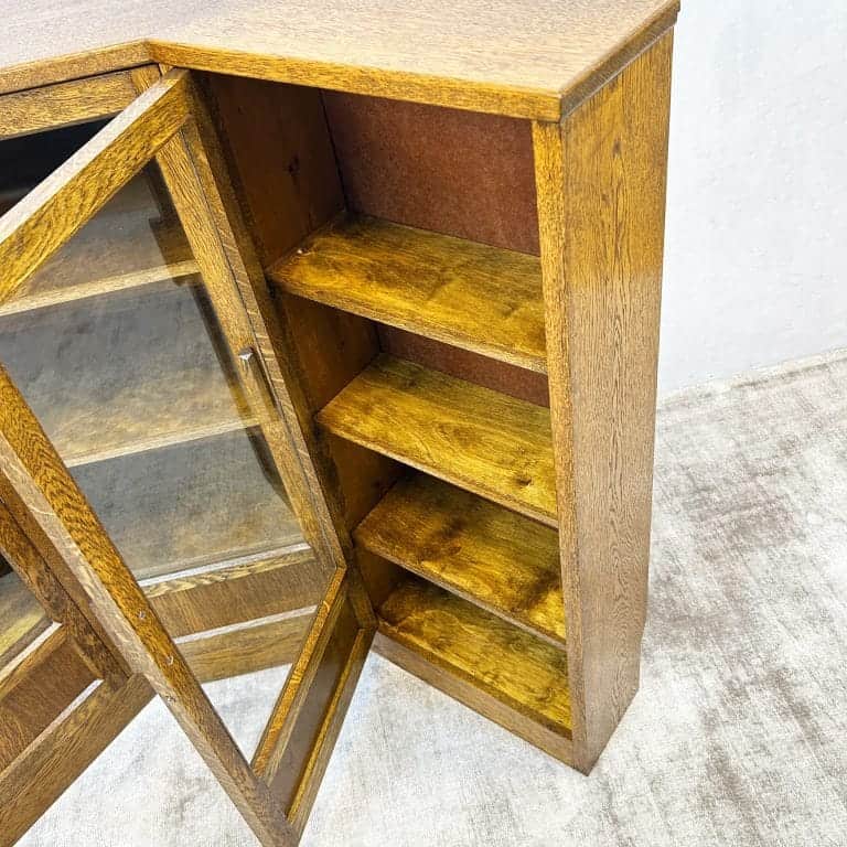 Vintage Oak Glazed Corner Display Unit