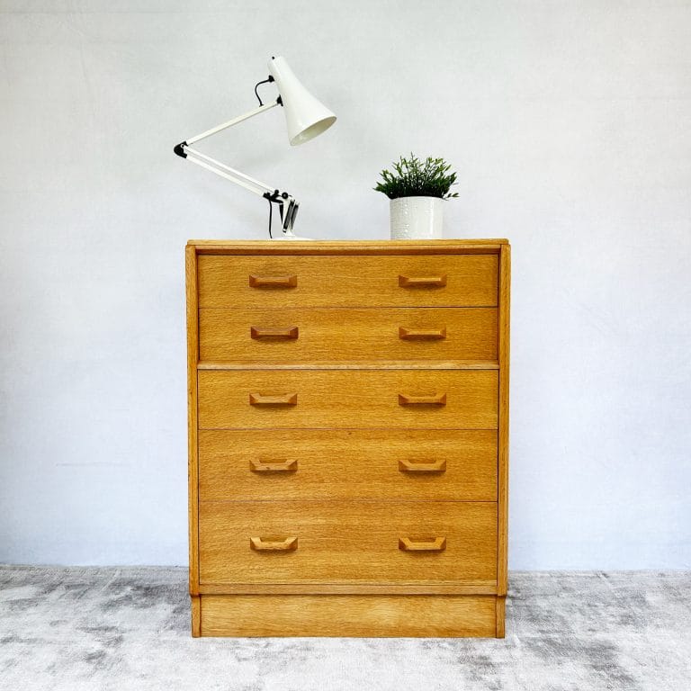 Mid Century G-Plan Oak Brandon Chest of 5 Drawers