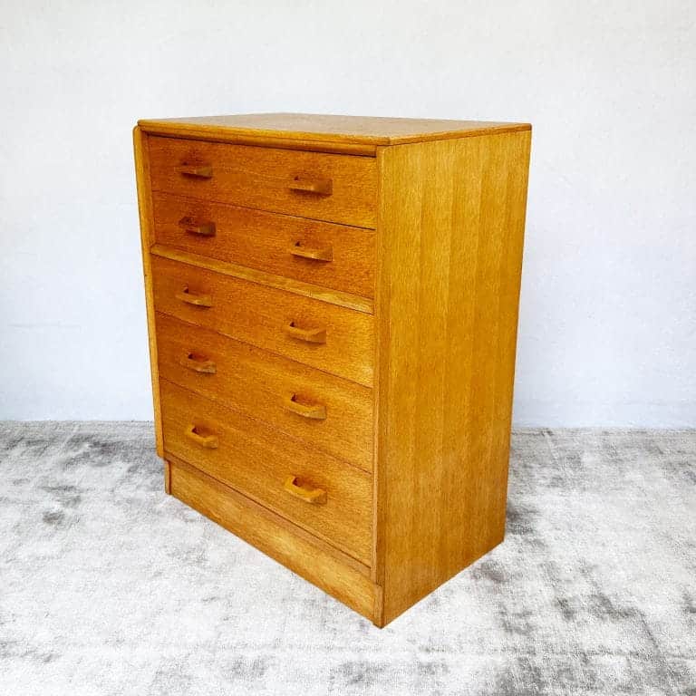 Mid Century G-Plan Oak Brandon Chest of 5 Drawers