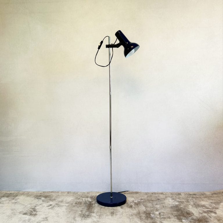 Mid Century 1970's Navy Blue Spotlight Floor Lamp