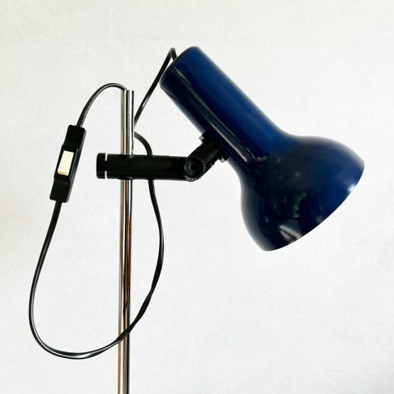 Mid Century 1970's Navy Blue Spotlight Floor Lamp