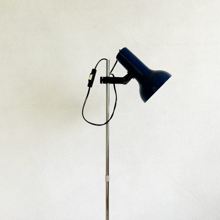 Mid Century 1970's Navy Blue Spotlight Floor Lamp