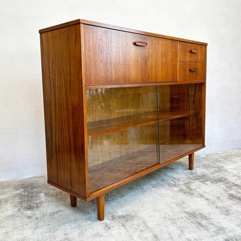 Mid Century Teak Glazed Display / Drinks Cabinet by Avalon
