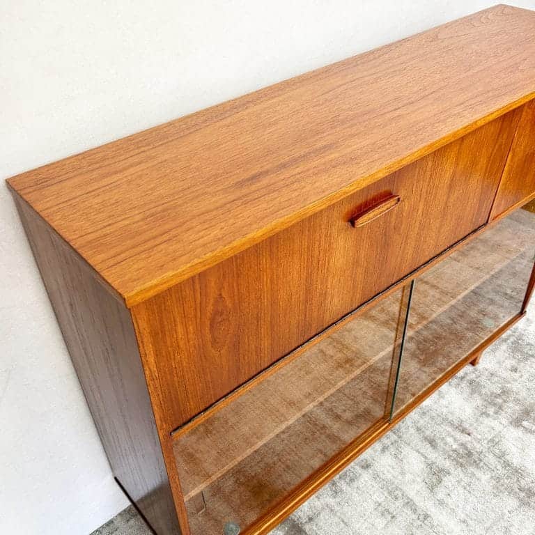 Mid Century Teak Glazed Display / Drinks Cabinet by Avalon