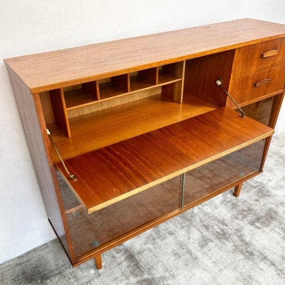 Mid Century Teak Glazed Display / Drinks Cabinet by Avalon