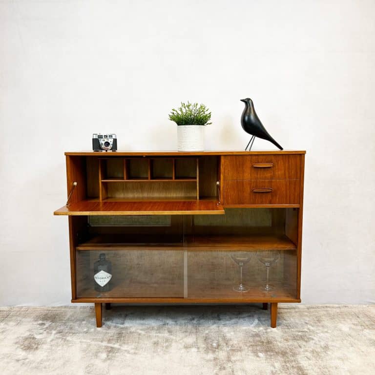 Mid Century Teak Glazed Display / Drinks Cabinet by Avalon