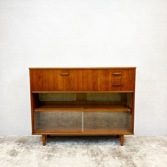 Mid Century Teak Glazed Display / Drinks Cabinet by Avalon