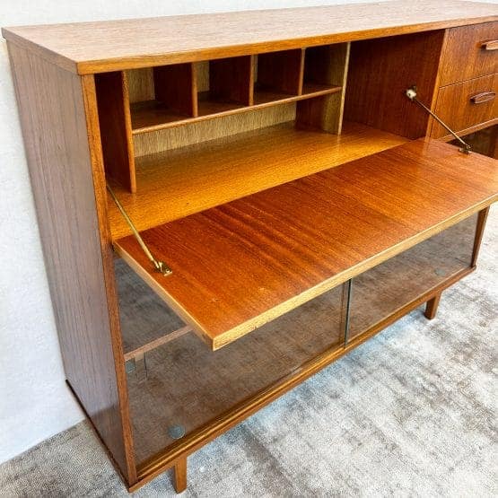 Mid Century Teak Glazed Display / Drinks Cabinet by Avalon