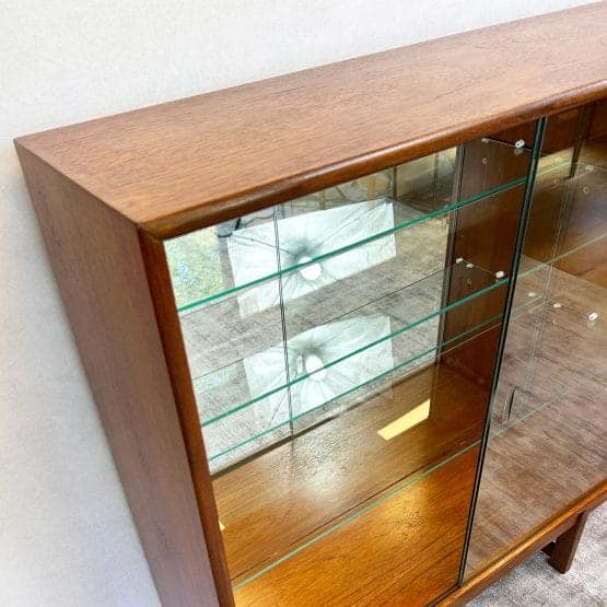 Mid Century Mirror Backed Teak Display Cabinet by Turnidge Of London