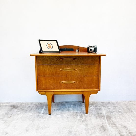 Mid Century Compact Teak Metamorphic Chest / Writing Desk by Jentique