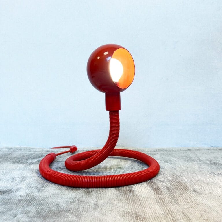 Mid Century Red 'Hebi' Snake Lamp by Isao Hosoe for Valenti Luce