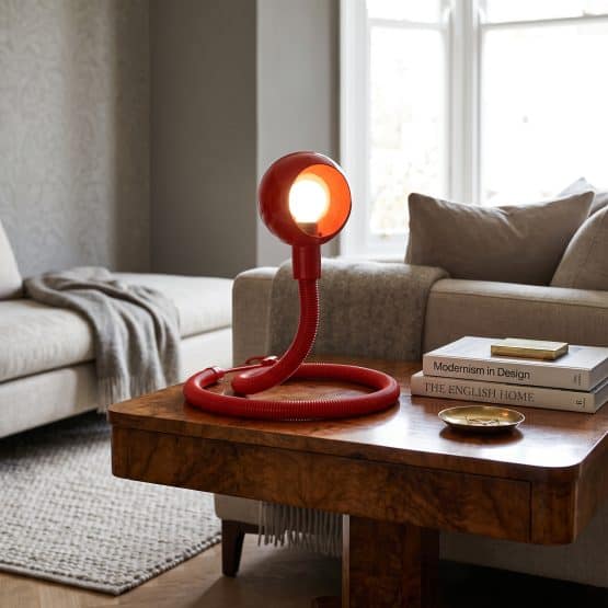 Mid Century Red ‘Hebi’ Snake Lamp by Isao Hosoe for Valenti Luce