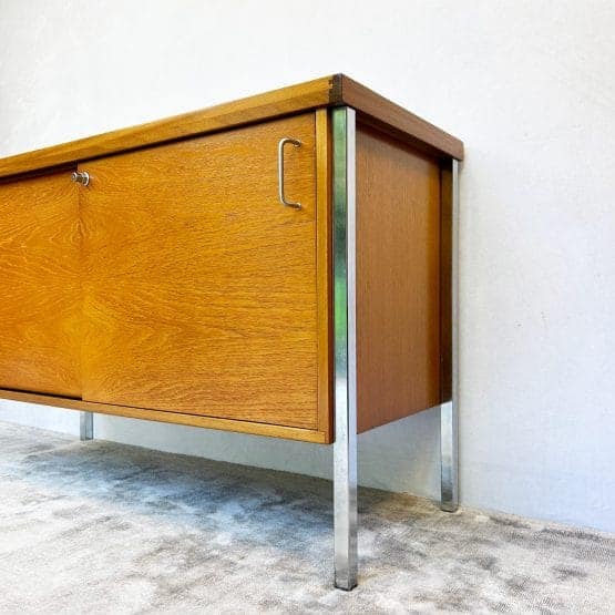 Mid Century Teak Sliding Door Cabinet / Sideboard