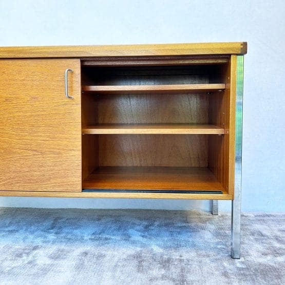Mid Century Teak Sliding Door Cabinet / Sideboard