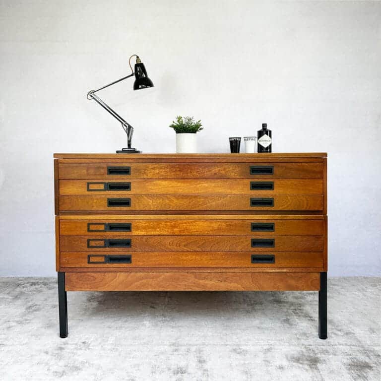 Mid Century Teak Plan Chest / Architects Drawers by Abbess