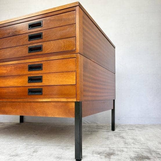 Mid Century Teak Plan Chest / Architects Drawers by Abbess