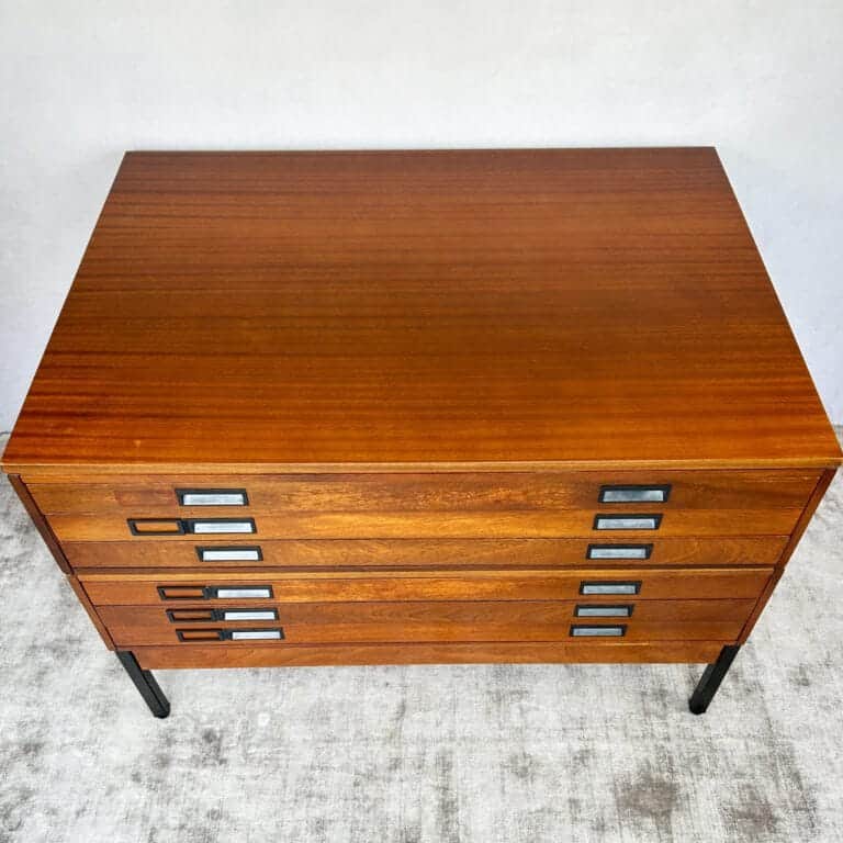 Mid Century Teak Plan Chest / Architects Drawers by Abbess