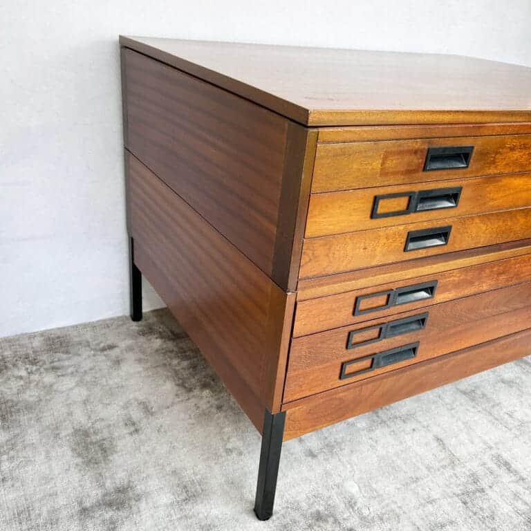 Mid Century Teak Plan Chest / Architects Drawers by Abbess