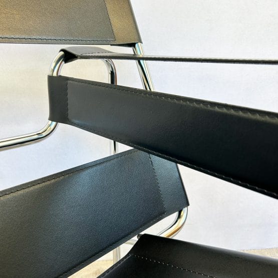 Habitat Black Leather Wassily Chair / B3 Chair Designed By Marcel Breuer
