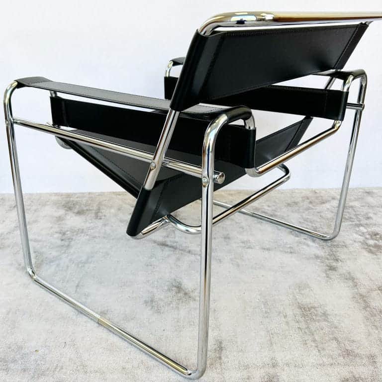 Habitat Black Leather Wassily Chair / B3 Chair Designed By Marcel Breuer