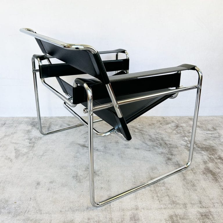 Habitat Black Leather Wassily Chair / B3 Chair Designed By Marcel Breuer