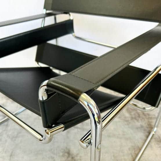 Habitat Black Leather Wassily Chair / B3 Chair Designed By Marcel Breuer