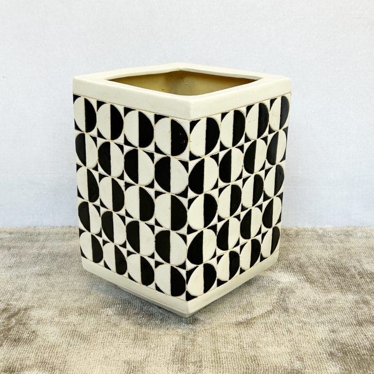 Mid Century Abstract Print Ceramic Planter
