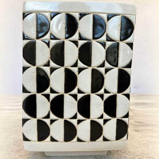 Mid Century Abstract Print Ceramic Planter