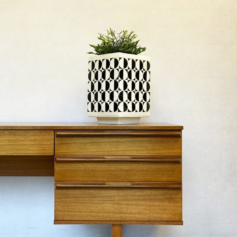 Mid Century Abstract Print Ceramic Planter
