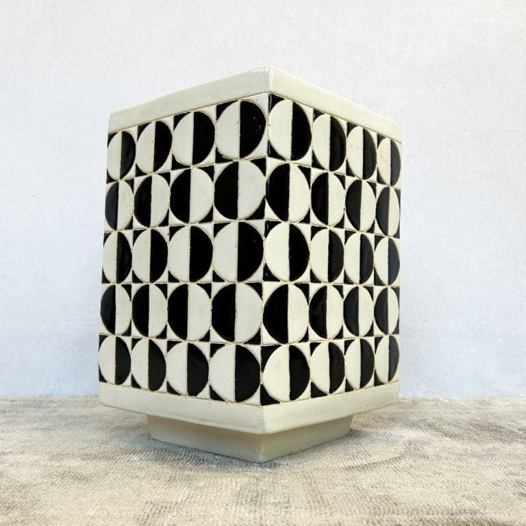 Mid Century Abstract Print Ceramic Planter