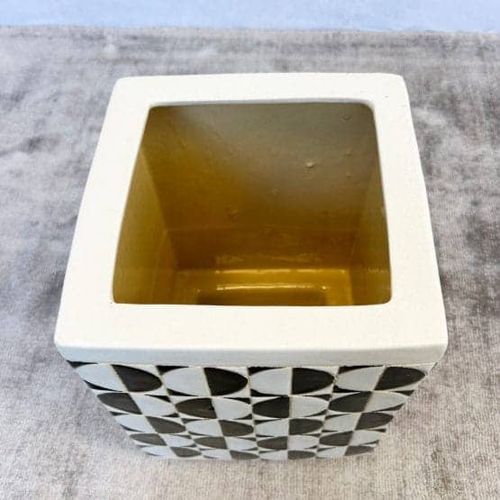 Mid Century Abstract Print Ceramic Planter